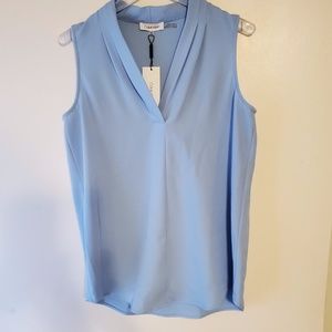 Calvin Klein Sleeveless Blouse w/Inverted Pleat XS